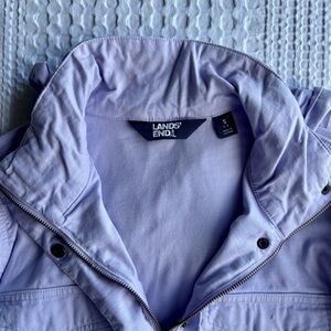 Lands End Lavender Utility Field Jacket Packable Hood Cotton, Women’s Size Small